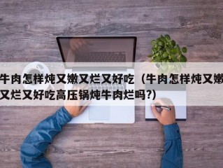 牛肉怎样炖又嫩又烂又好吃（牛肉怎样炖又嫩又烂又好吃高压锅炖牛肉烂吗?）