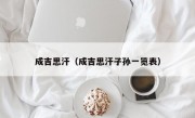 成吉思汗（成吉思汗子孙一览表）