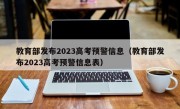 教育部发布2023高考预警信息（教育部发布2023高考预警信息表）