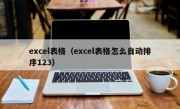 excel表格（excel表格怎么自动排序123）