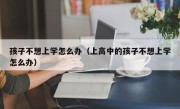 孩子不想上学怎么办（上高中的孩子不想上学怎么办）