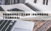 手机锁屏密码忘了怎么解开（手机锁屏密码忘了怎么解开华为）